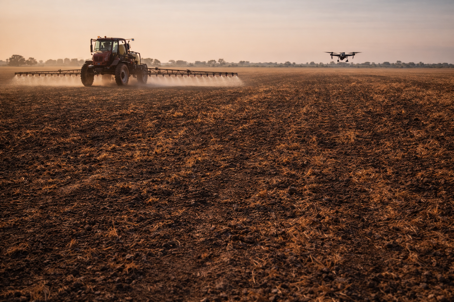 Drone spraying compared to boom sprayer in broadacre paddock near Moree NSW