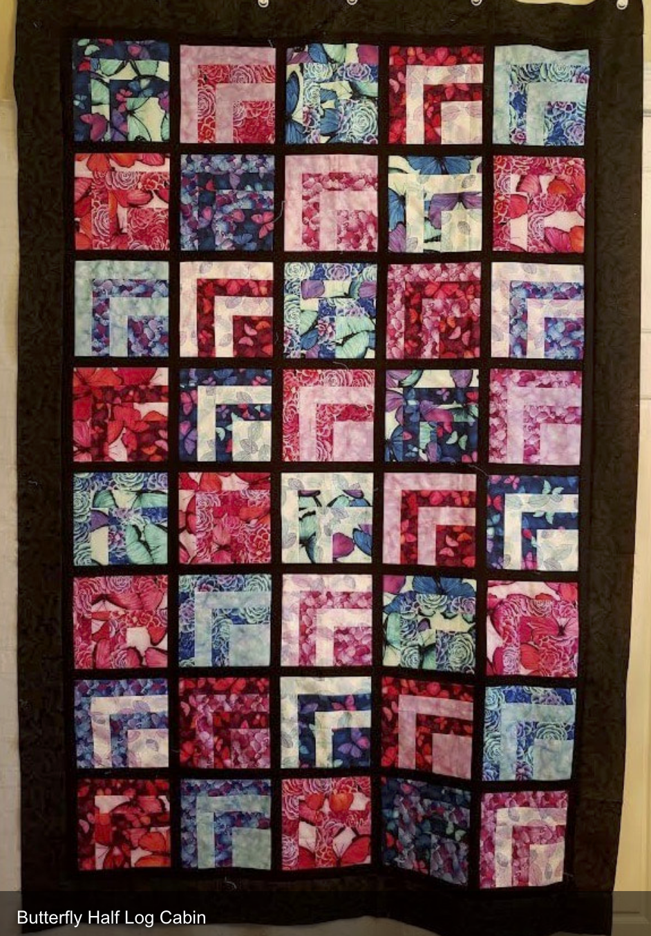 Butterfly Half Log Cabin 53" x 70"