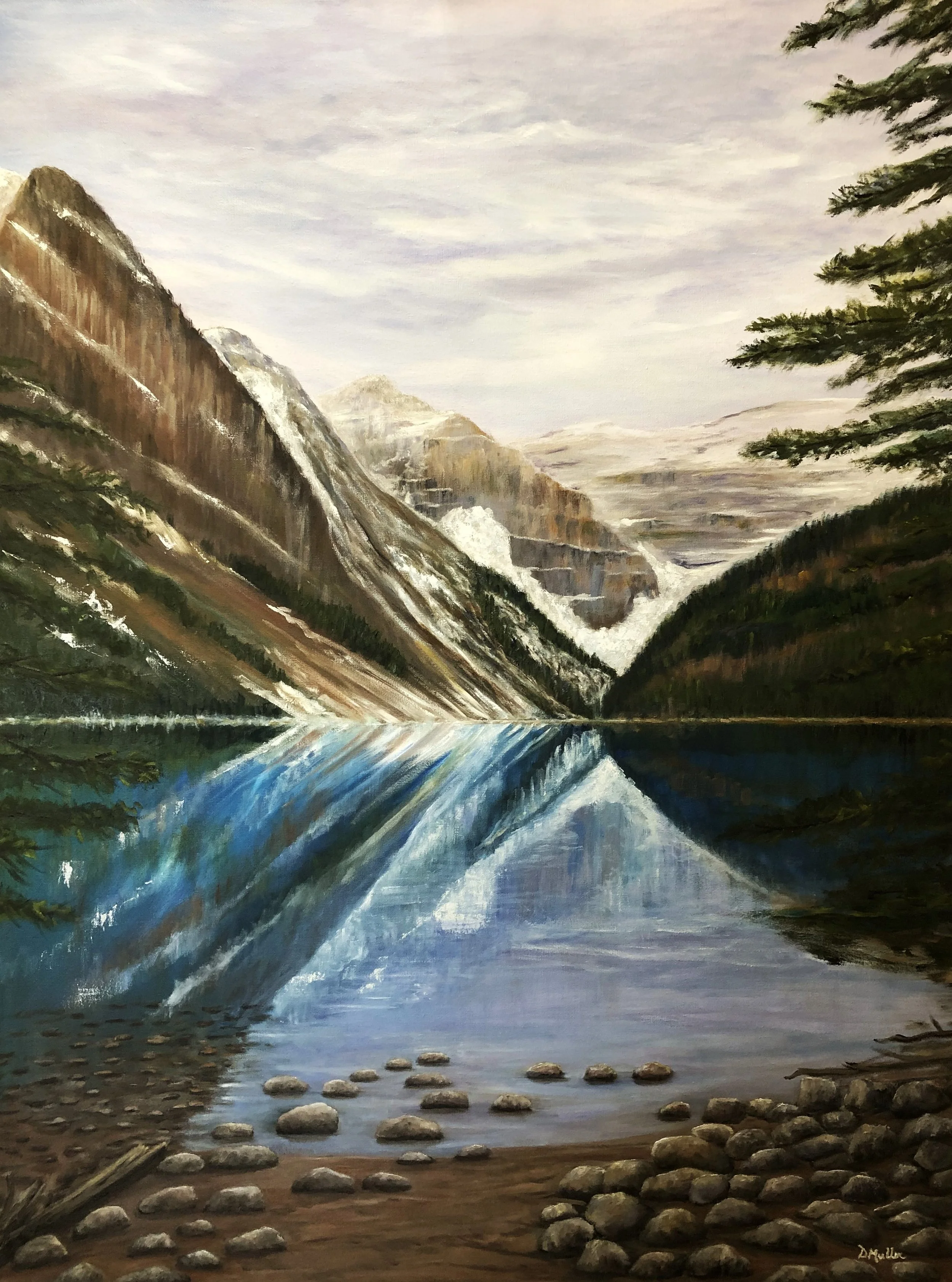 574 Majestic Mountain Reflection on Lake 36x48 oil.JPG