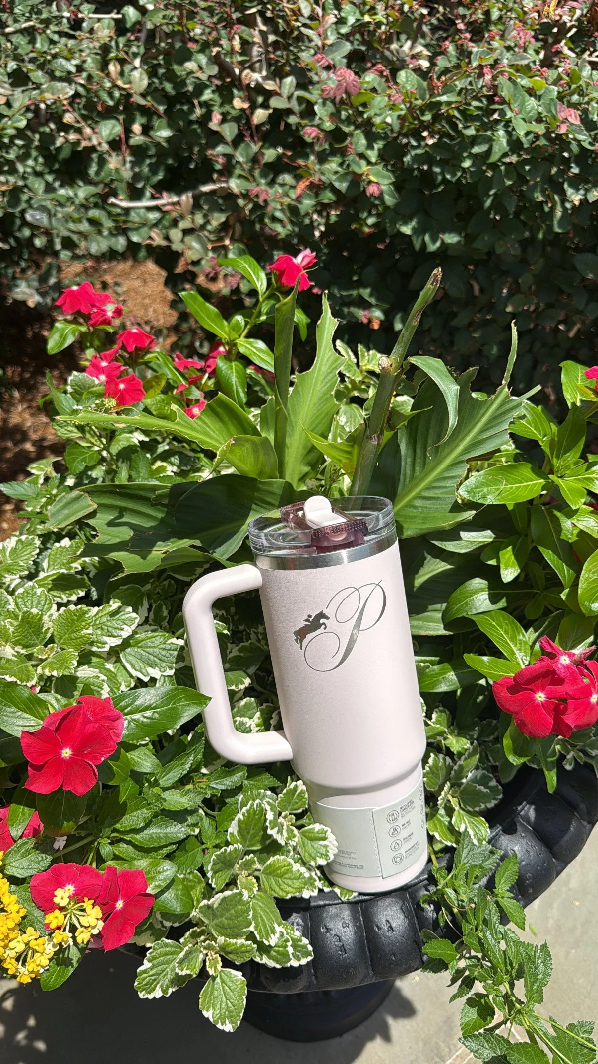 Ponies & Pilates Engraved Silver & Pink P Stanley