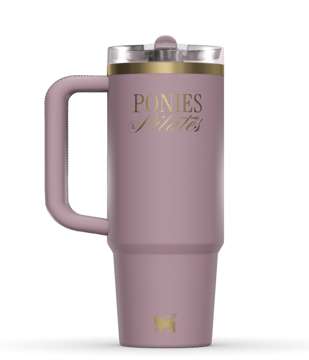 Ponies & Pilates Engraved Gold & Pink Stanley
