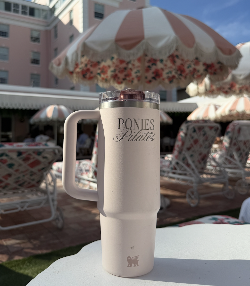 Ponies & Pilates Engraved Silver & Pink Stanley