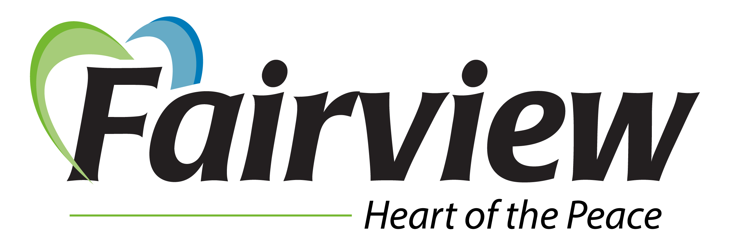 Fairview logo featuring stylized text with green and blue swoosh elements.