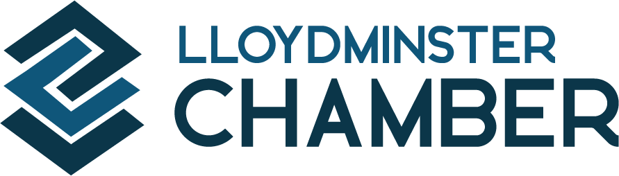 Lloydminster Chamber of Commerce logo with stylized geometric design and the words "Lloydminster Chamber".