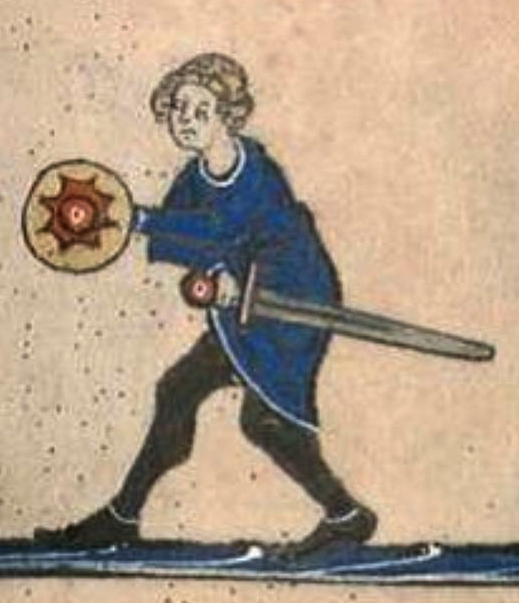 Historical image of a sword and buckler guard.