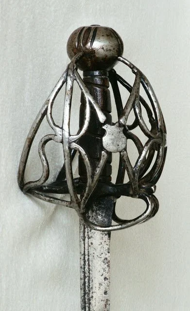 Close-up of a vintage basket hilt.