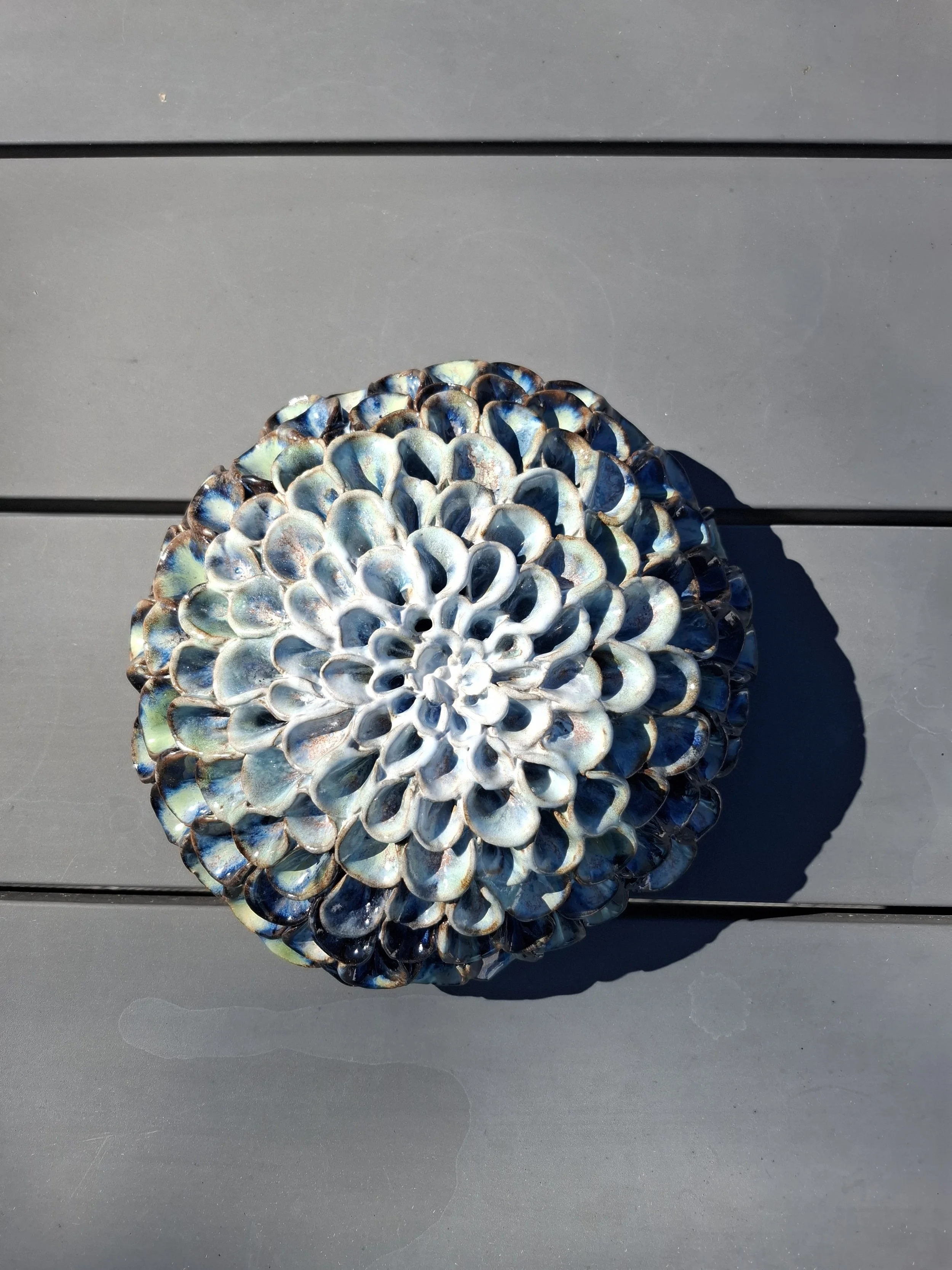 Large Pompom Dahlia Ceramic Art Piece