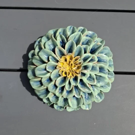 Green & blue dahlia yellow center.jpg