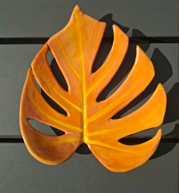 Tropical Inspired Monstera Leaf Dish - Golden Sunset