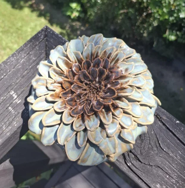 Textured torquiose & ancient copper dahlia outside above.jpg