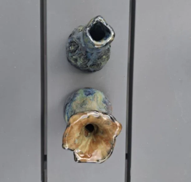 Single Bud Vase blk clay ancient copper blue rutiletop.jpg