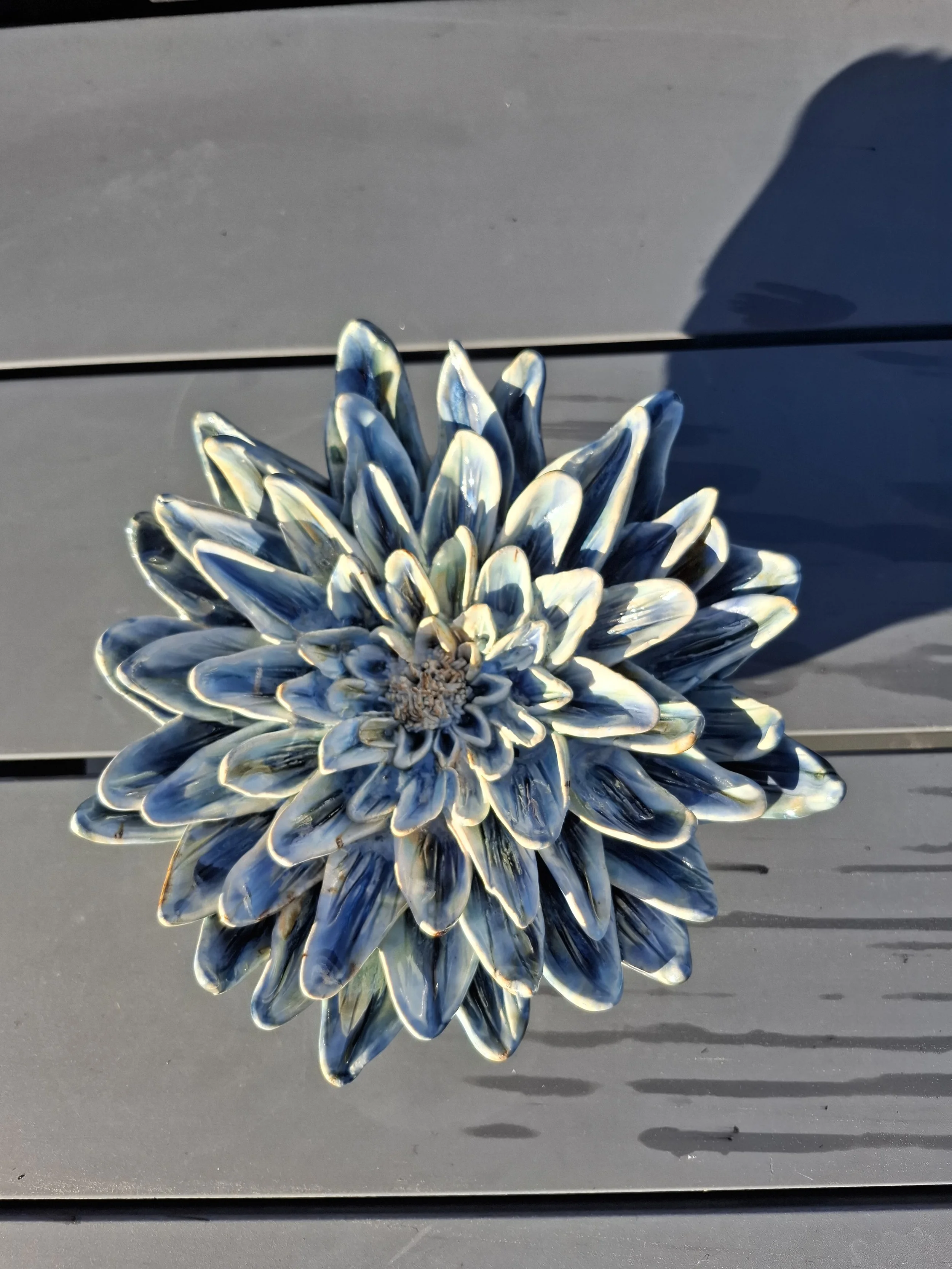 Handmade Blue Spikey Petal Dahlia