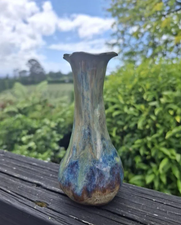 Single Bud Vase blk clay ancient copper blue rutile2.jpg