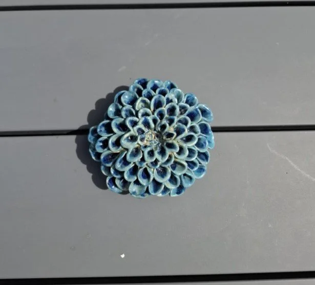 Blue & Light Green Pompom Dahlia