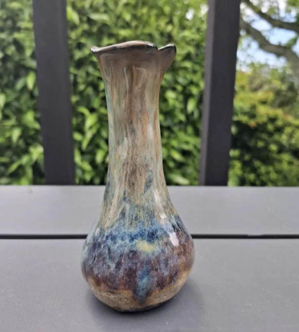 Single Bud Vase blk clay ancient copper blue rutilebench.jpg