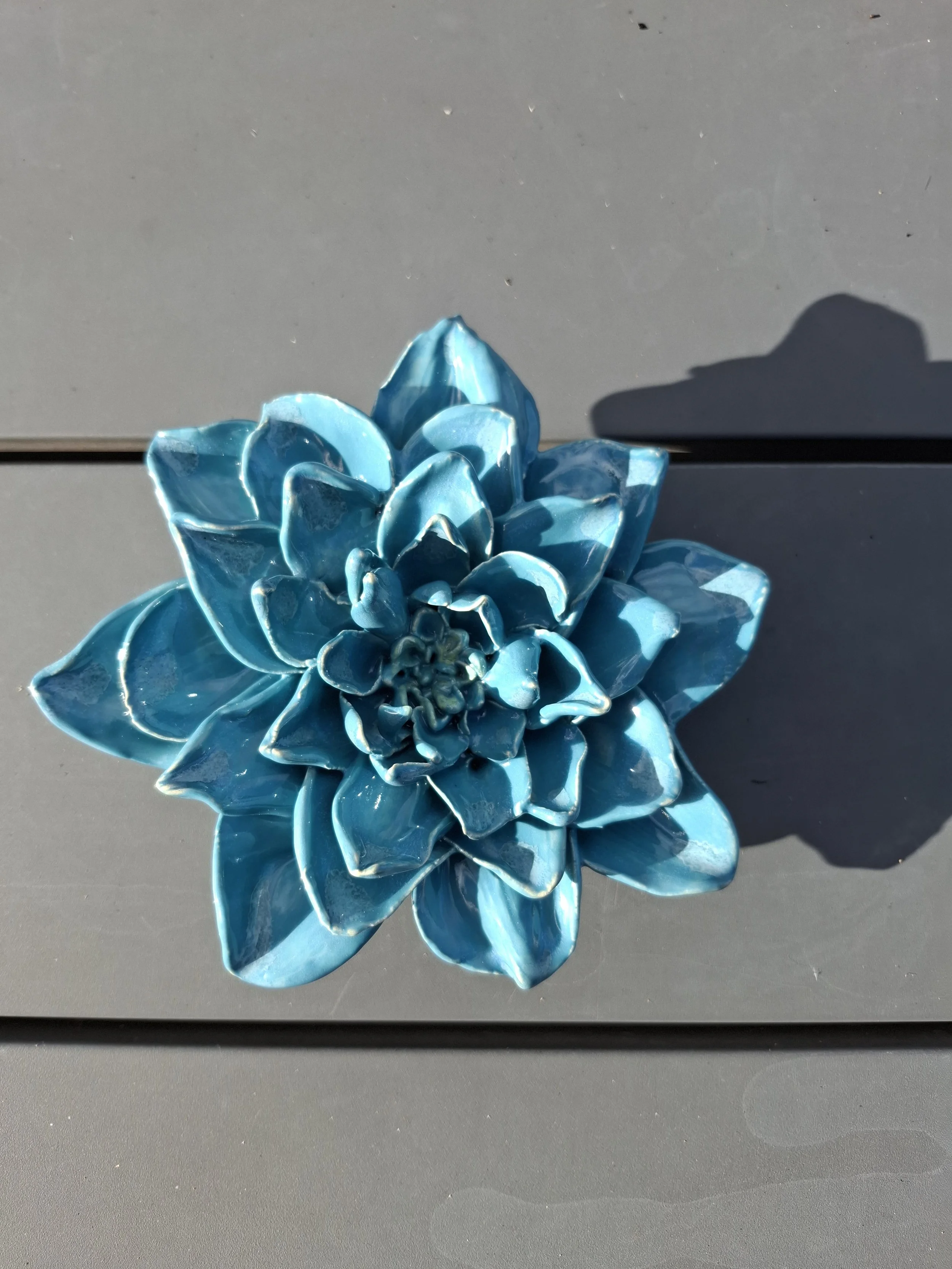SOLD - Teal Blue Spikey Petal Dahlia