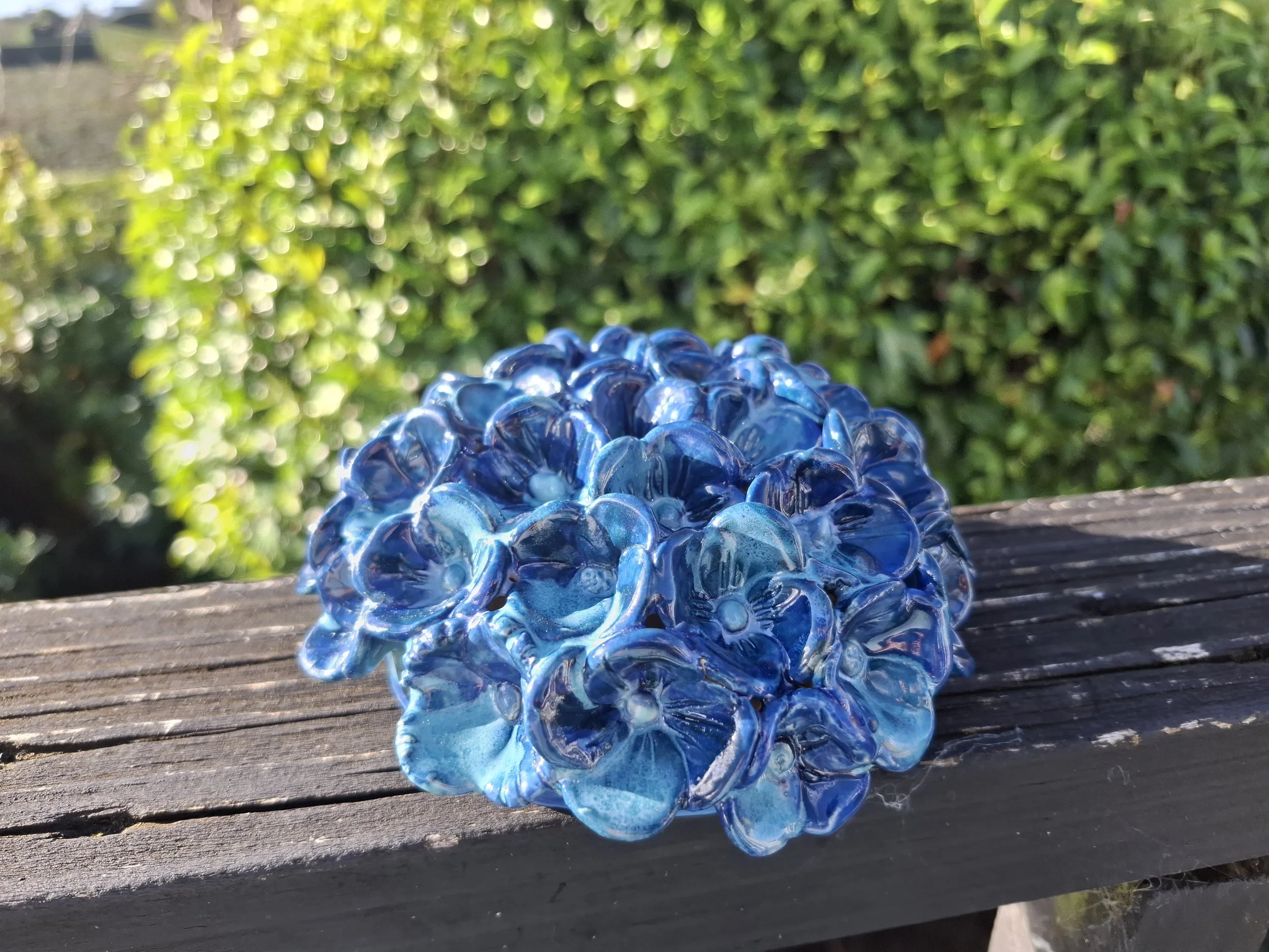 Teal Blue & Turquoise Hydrangea Ceramic Bouquet
