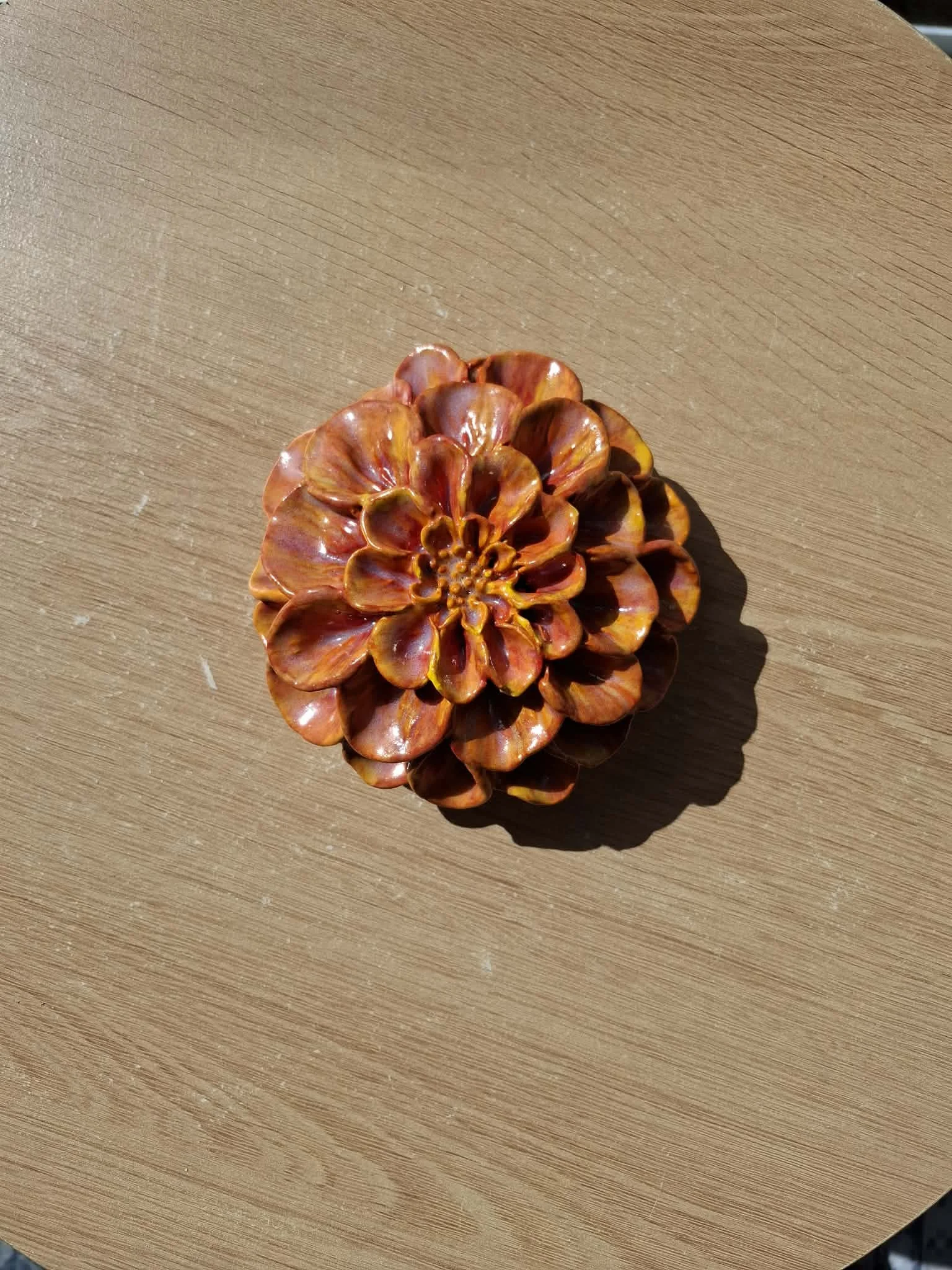 Vibrant Orange Ceramic Dahlia