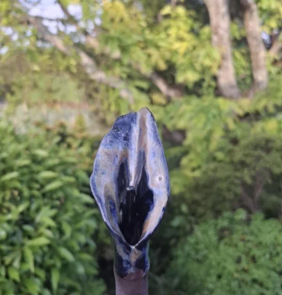 Calla Lily in black clay with deep blue 2.jpg