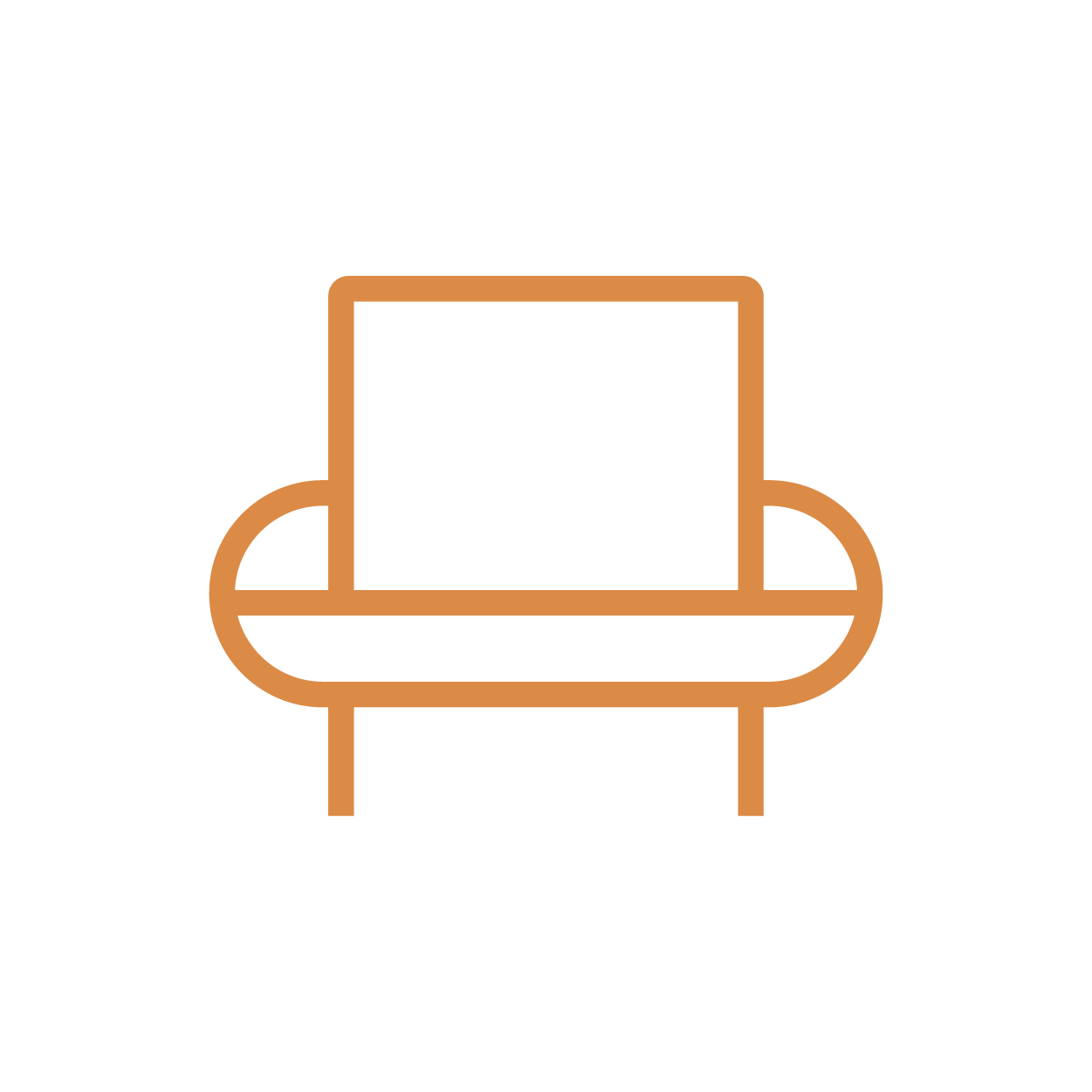 Icon of a chair representing comfort, safety, and privacy in online therapy sessions.