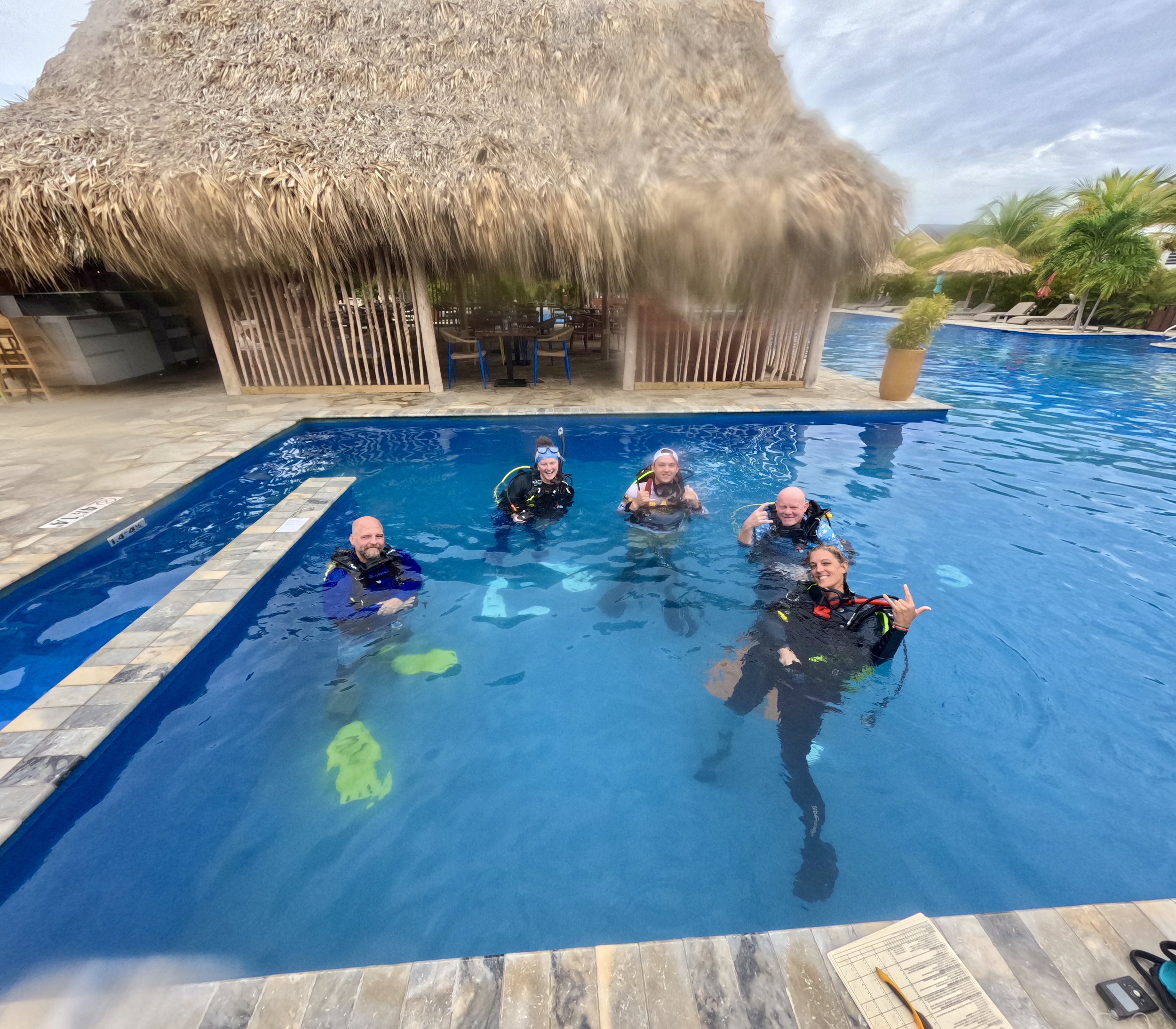 With my IDC Instructor Eddy and his amazing team for pool training at Dive Friends Bonaire. Check them out for training, boat charters, and guided dives! Eddy is the best!!