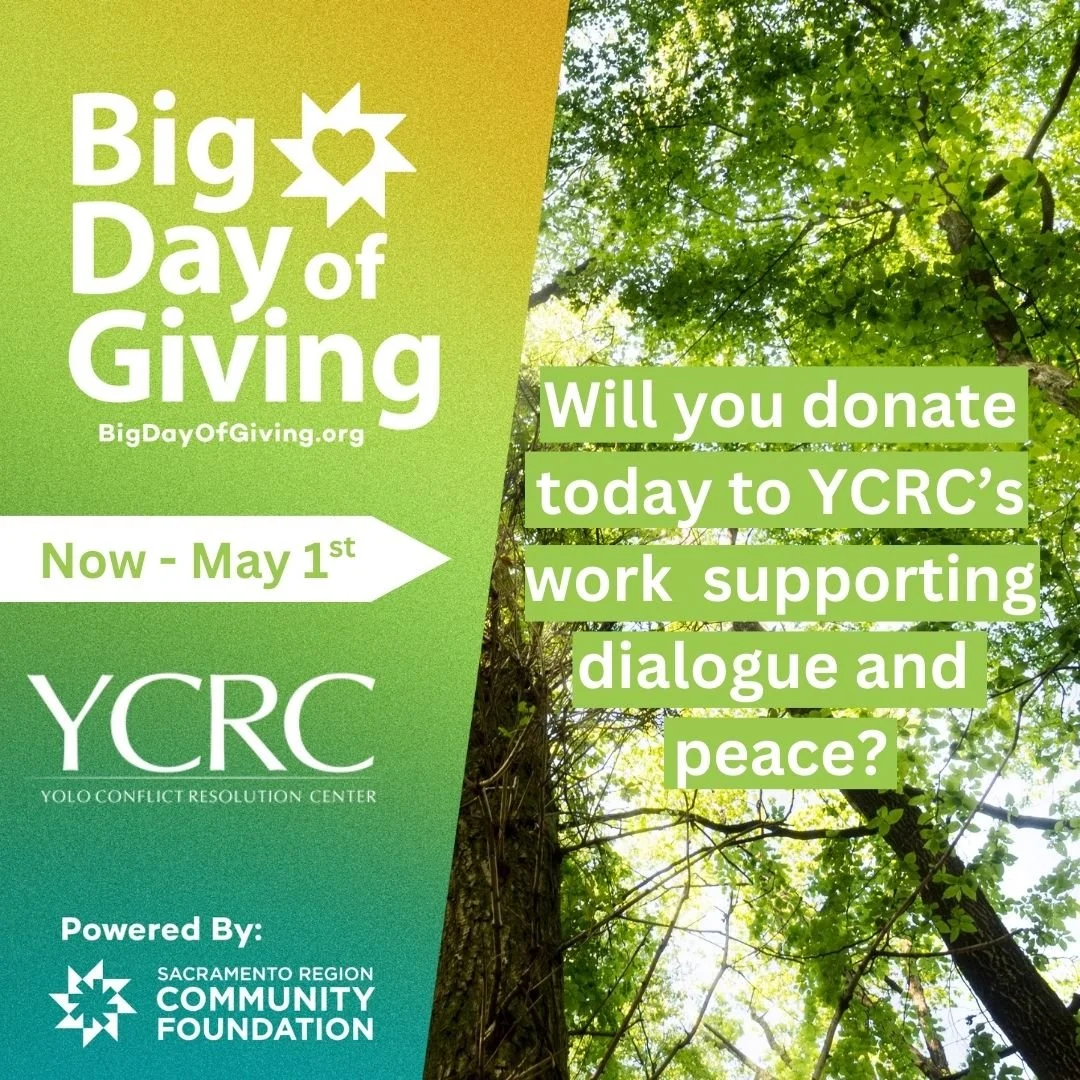 Support YCRC: Big Day of Giving &ndash; Open Now!

🚨 Early giving for Big Day of Giving is officially OPEN! 🚨
Make your gift today to support YCRC&rsquo;s work in conflict resolution and community healing. 🕊️

💛 Even a $10 donation makes a big di