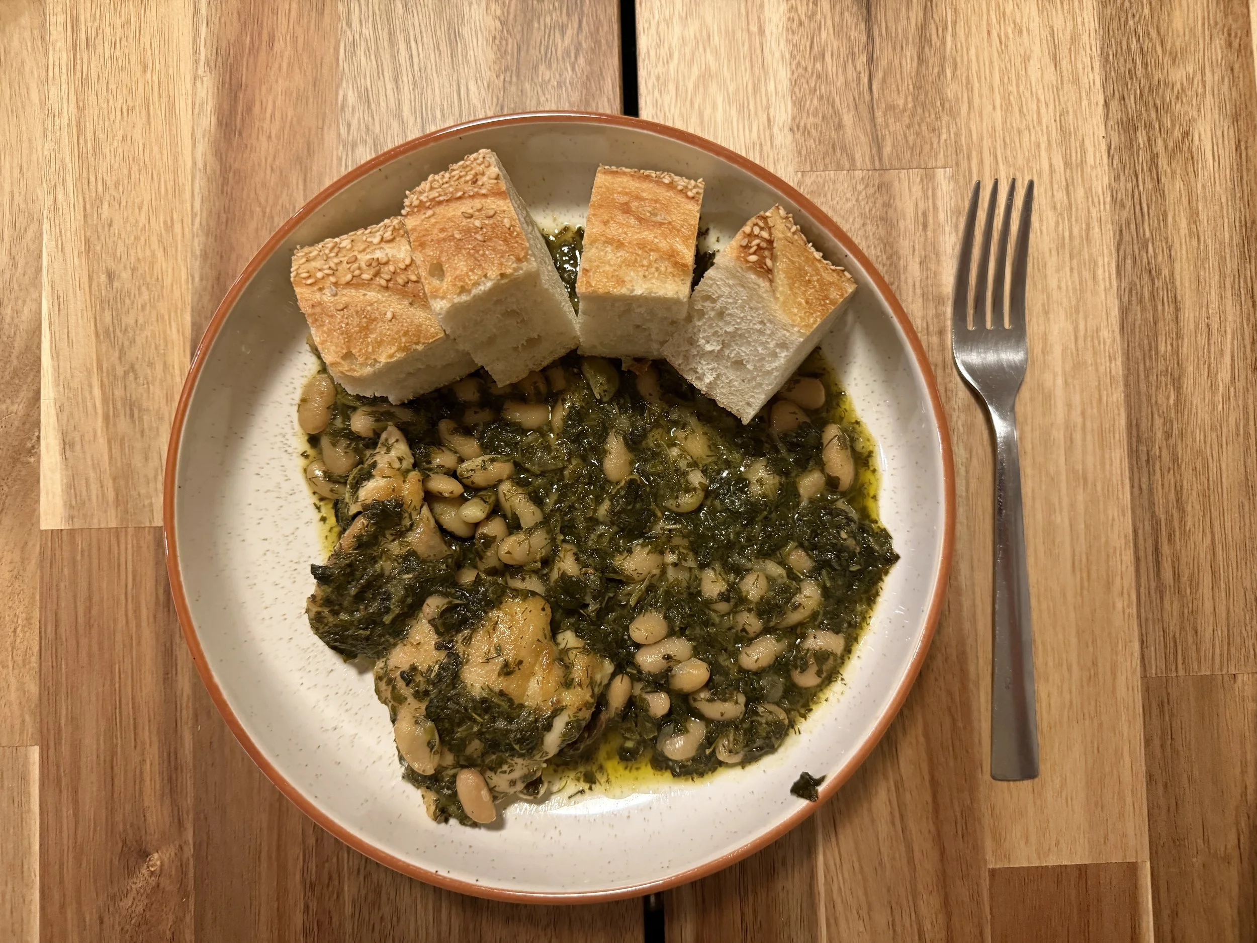 Herby Chicken Thighs with White Beans &amp; Lemon