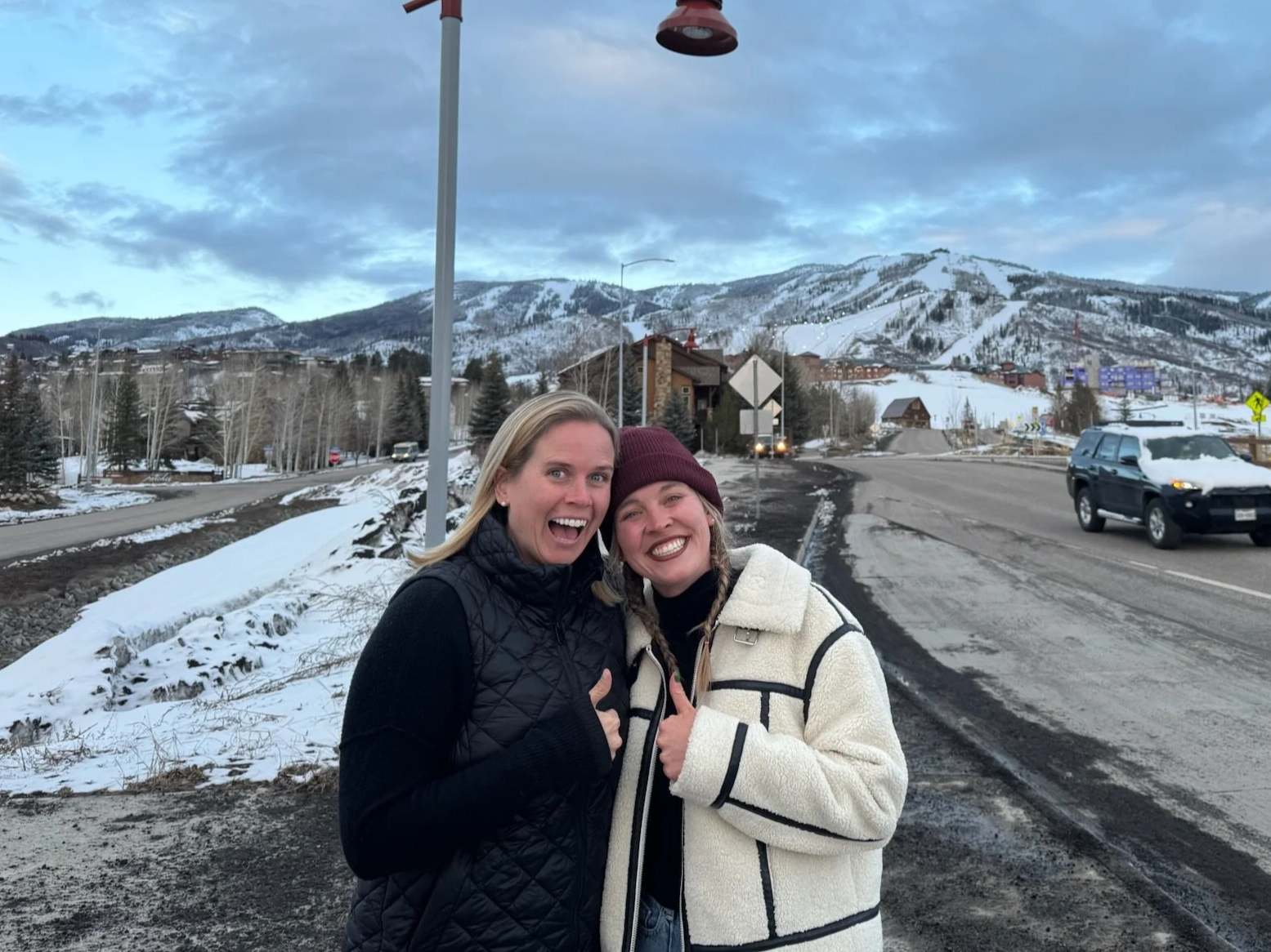 The hosts of Denver Dance Hall smile for the camera before skiing in Steamboat.