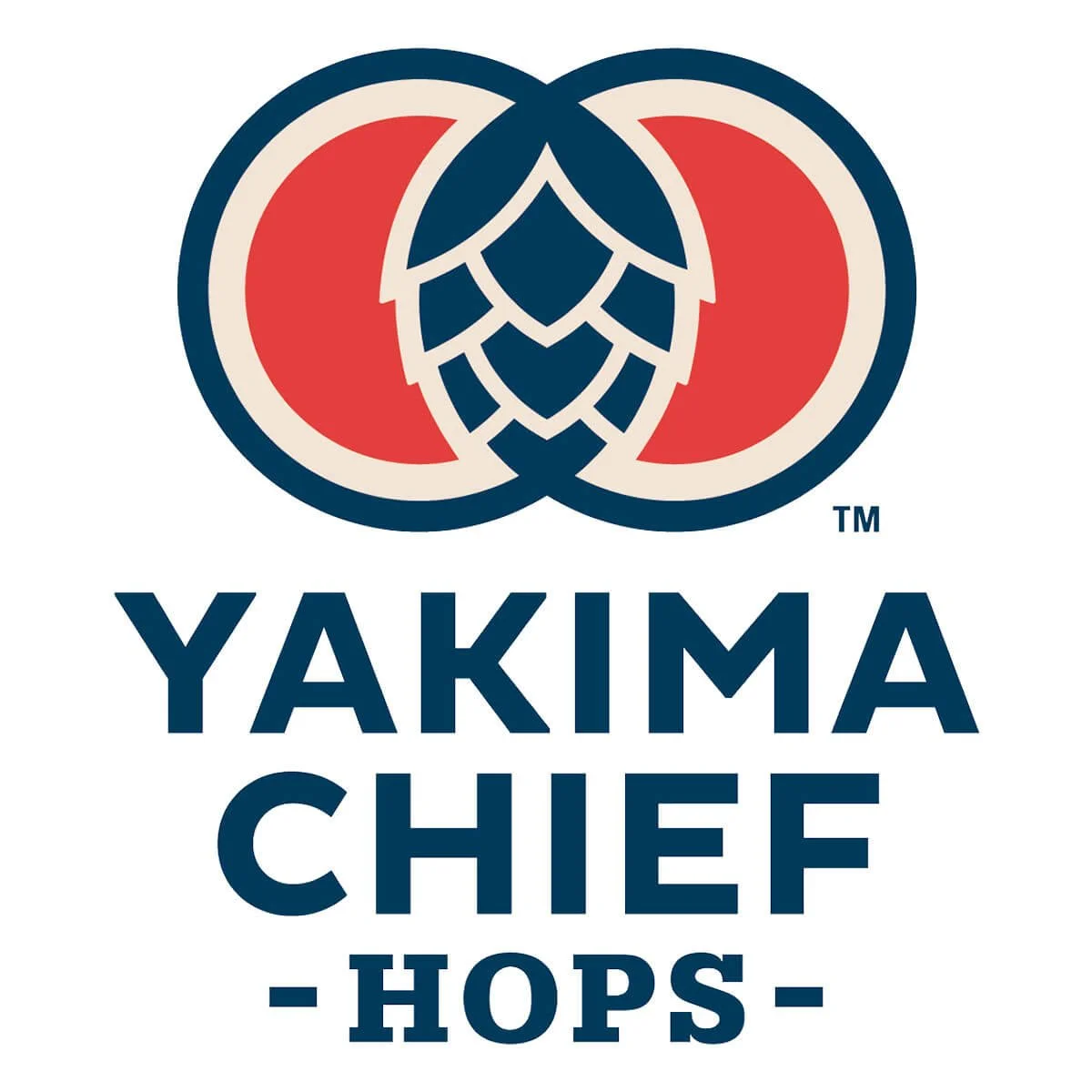 Logo for Yakima Chief Hops featuring stylized hop cone with two red circles, and text 'Yakima Chief Hops' below.