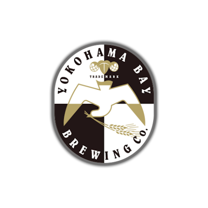 Oklahoma Bay Brewing Co. logo featuring a stylized eagle with spread wings, a wheat branch, and a hop cone, with black, white, and gold colors.