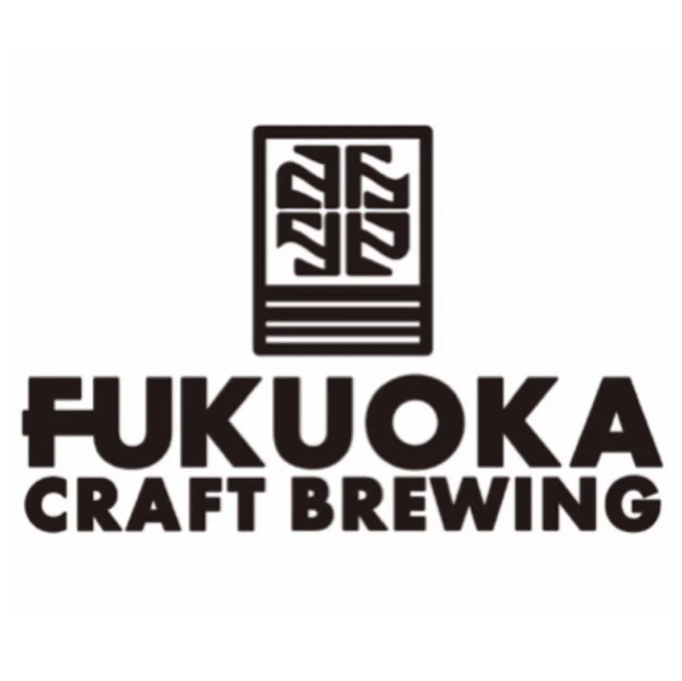 Fukuoka Craft Brewing logo, featuring a stylized icon of a beer mug with four vertical lines and wavy shapes inside, and bold text reading "FUKUOKA CRAFT BREWING".