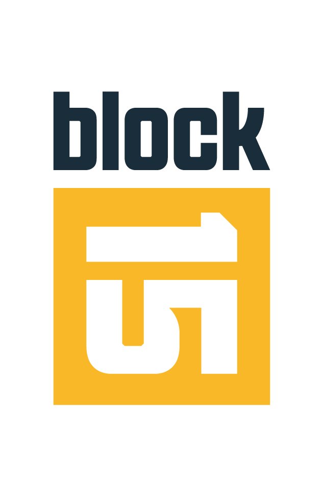 A logo with the word 'block' in black text above a stylized yellow and white rectangle resembling a blocked file icon.
