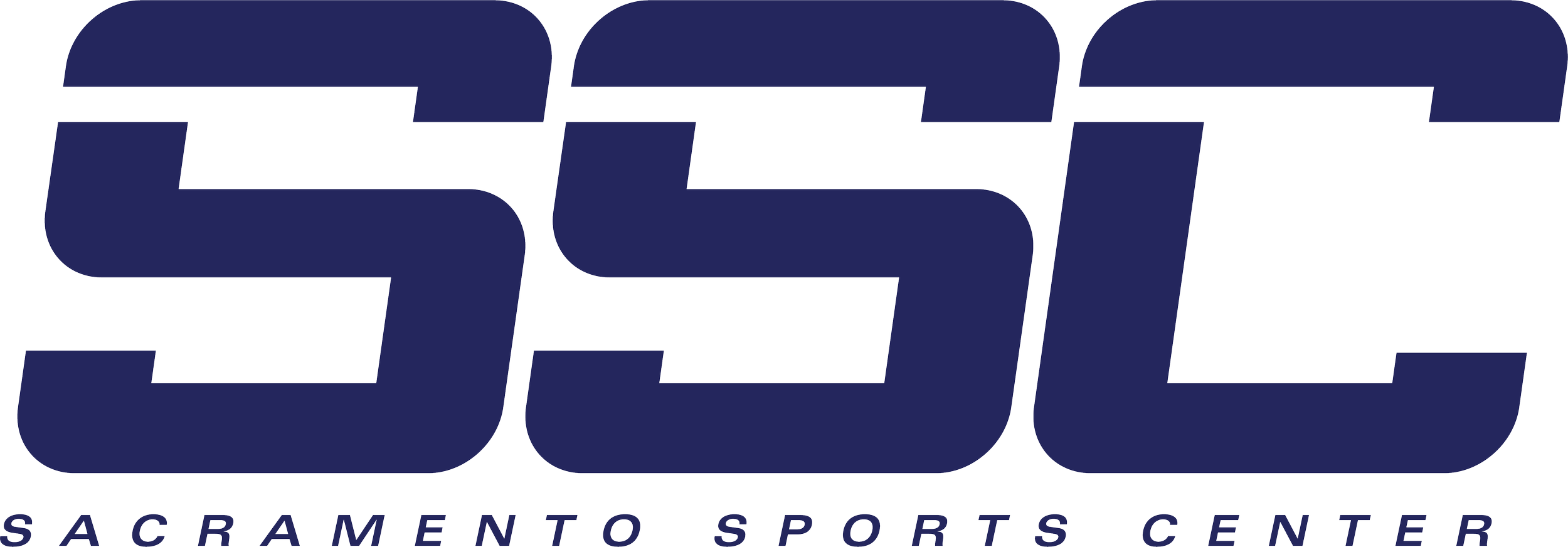 Logo for Sacramento Sports Center. Navy blue stylized SSC initials stacked over Sacramento Sports Center business name.