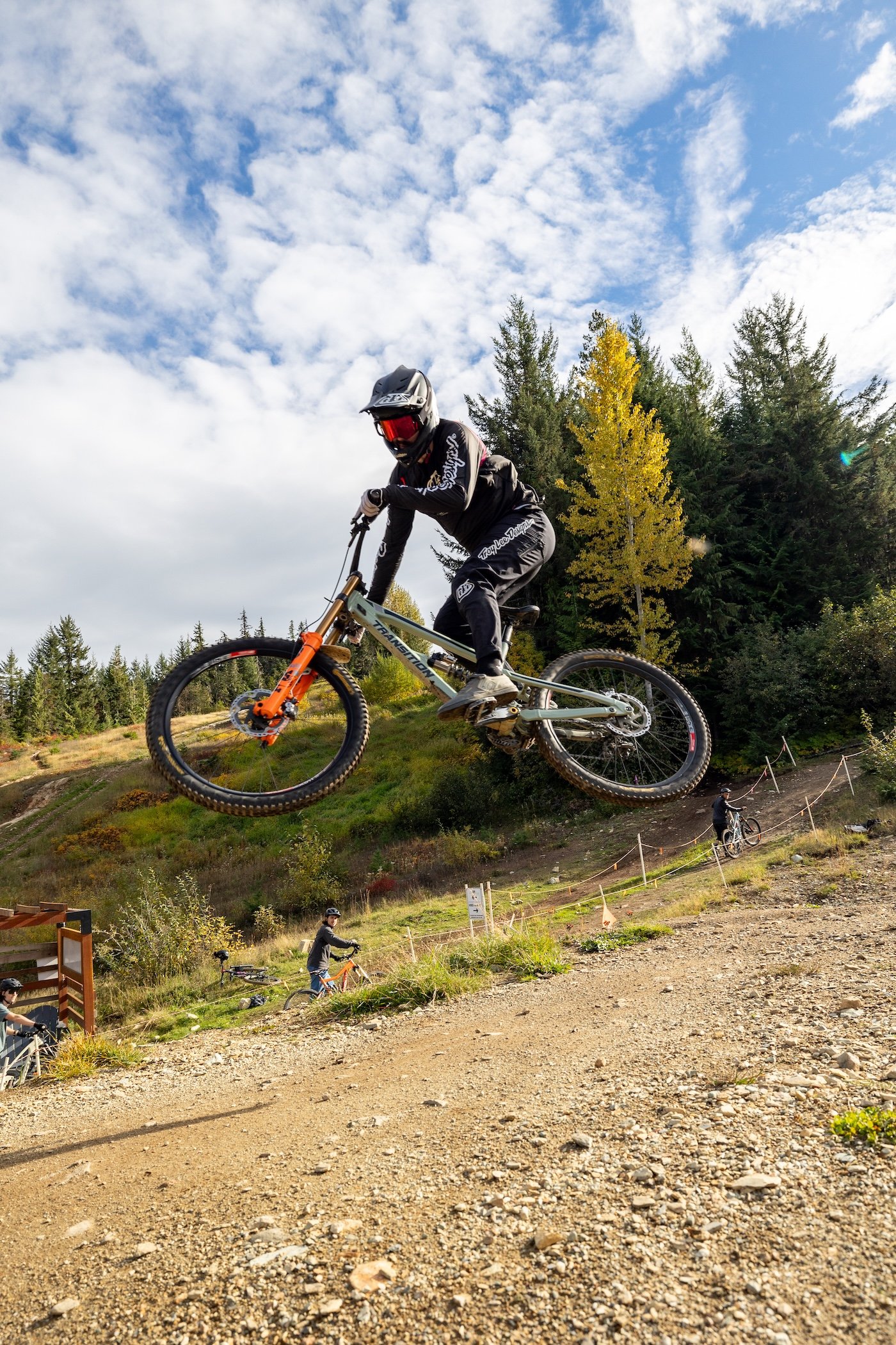 mountain bike jump in whistler bike park coaching session