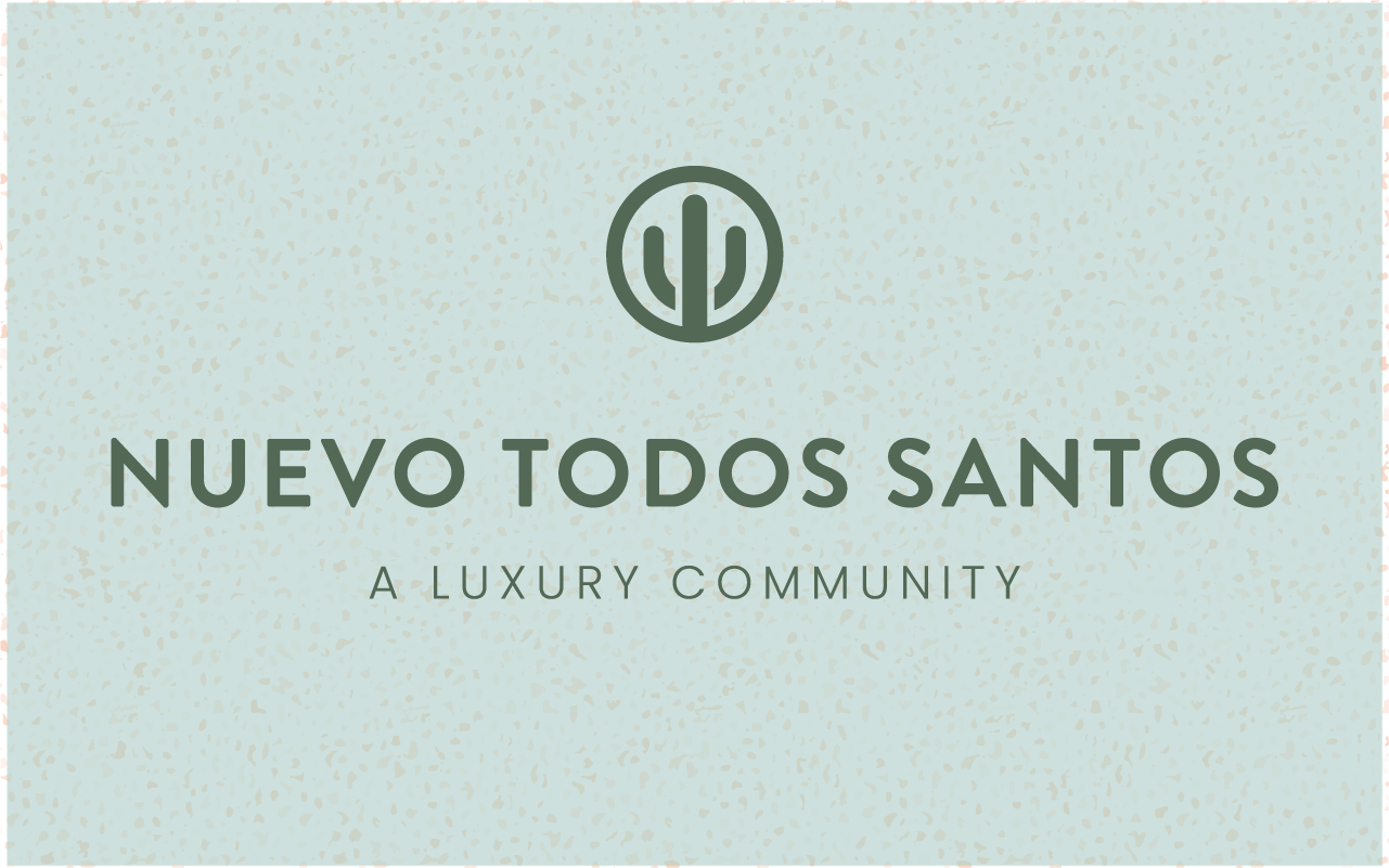 Logos with a cactus symbol and text for Nuevo Todos Santos, a luxury community.