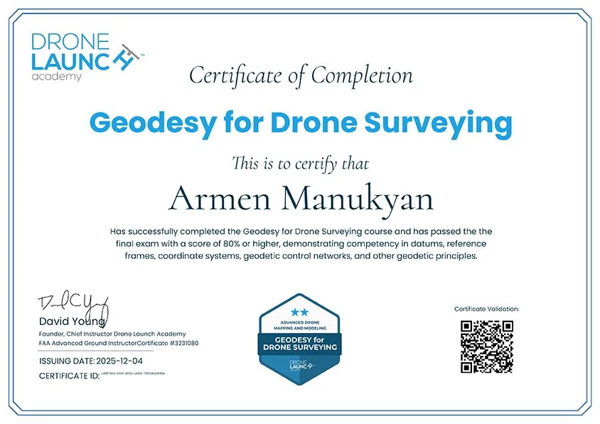 Geodesy for drone surveying certificate Armen Manukyan.jpg