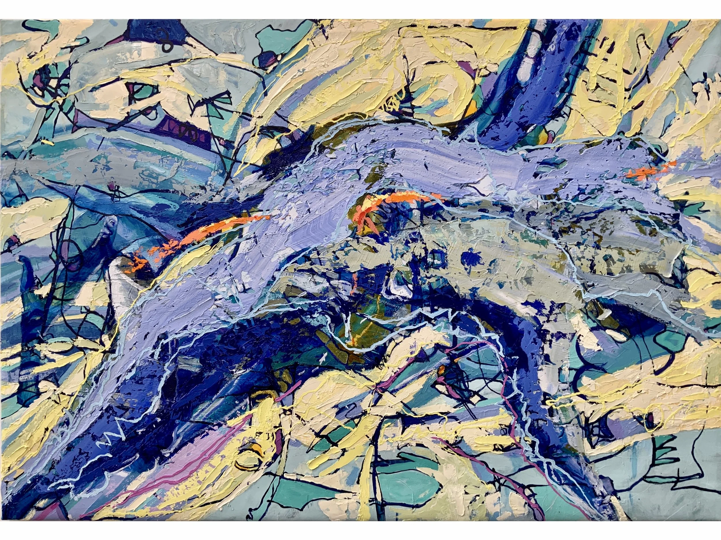 Blue Man Yellow II, 2025, oil/linen, 197 cm (w ) x 133 cm/ 78” ( w ) x 52”