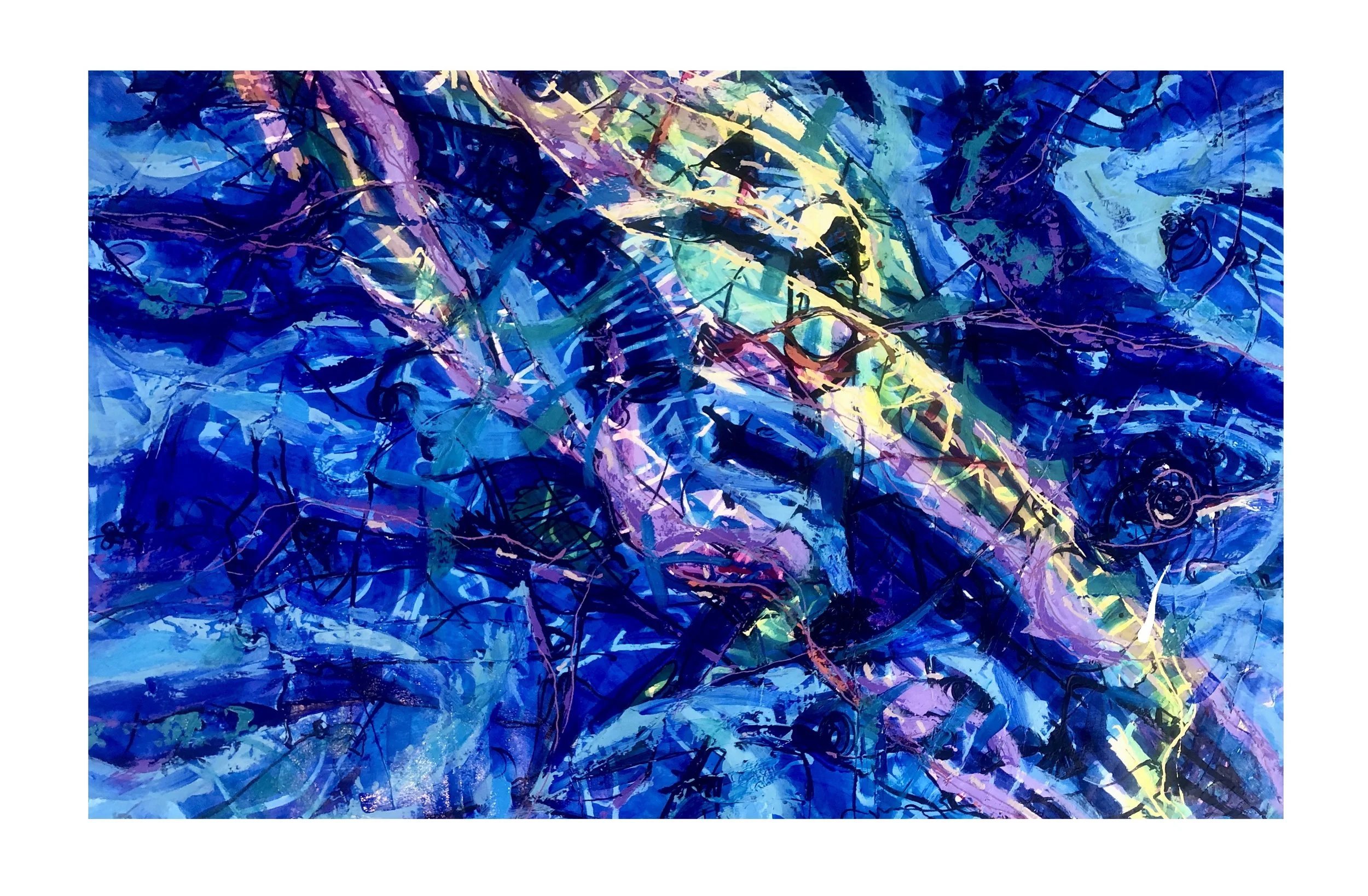 Emergence ( 2025 ), acrylic/linen, 244cm ( w ) x 153cm / 96” ( w ) x 60” 
