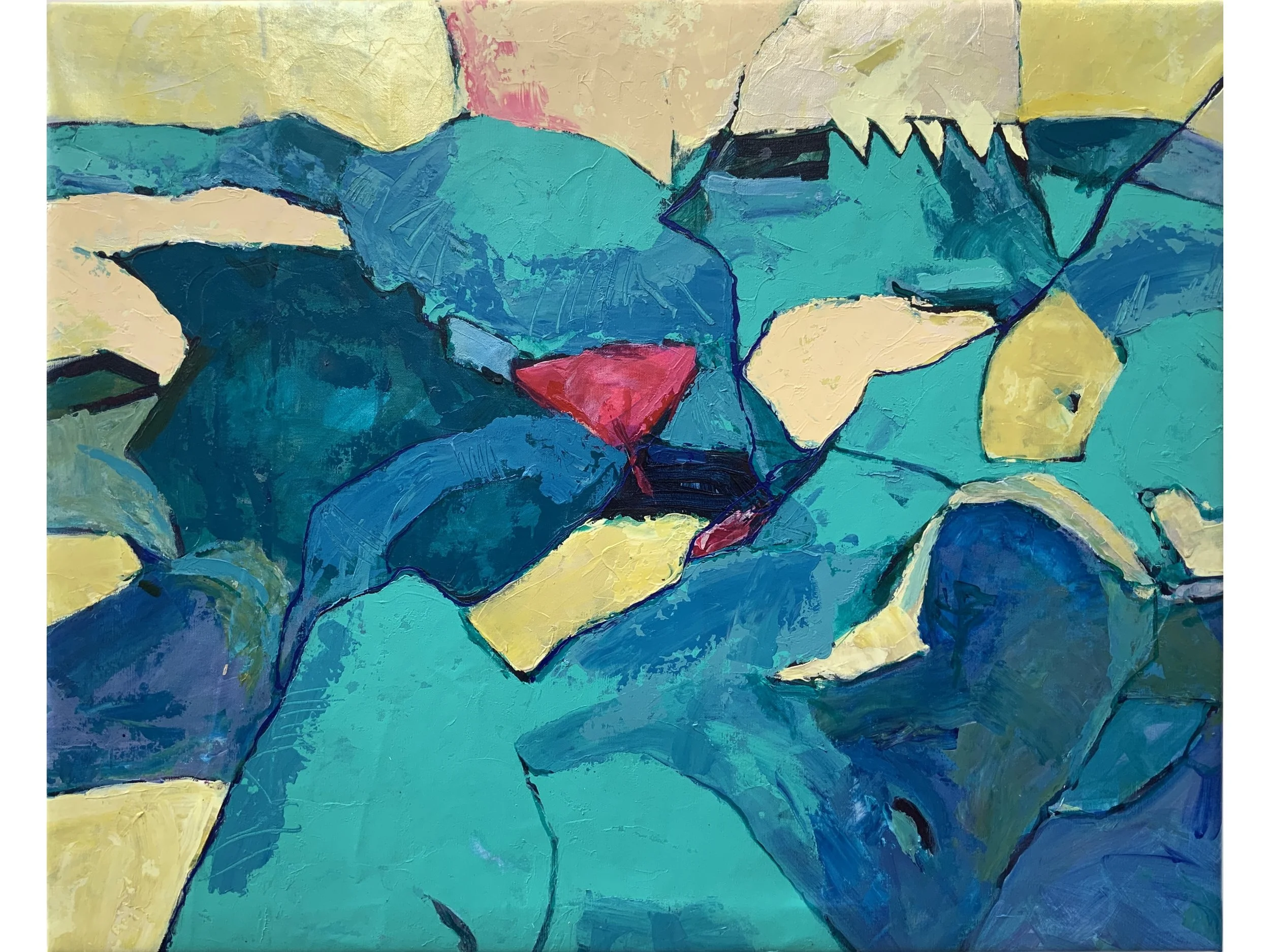 Turquoise Landscape l, 2025, acrylic/linen, 155cm (w ) x 125 cm/ 61” ( w ) x 49”