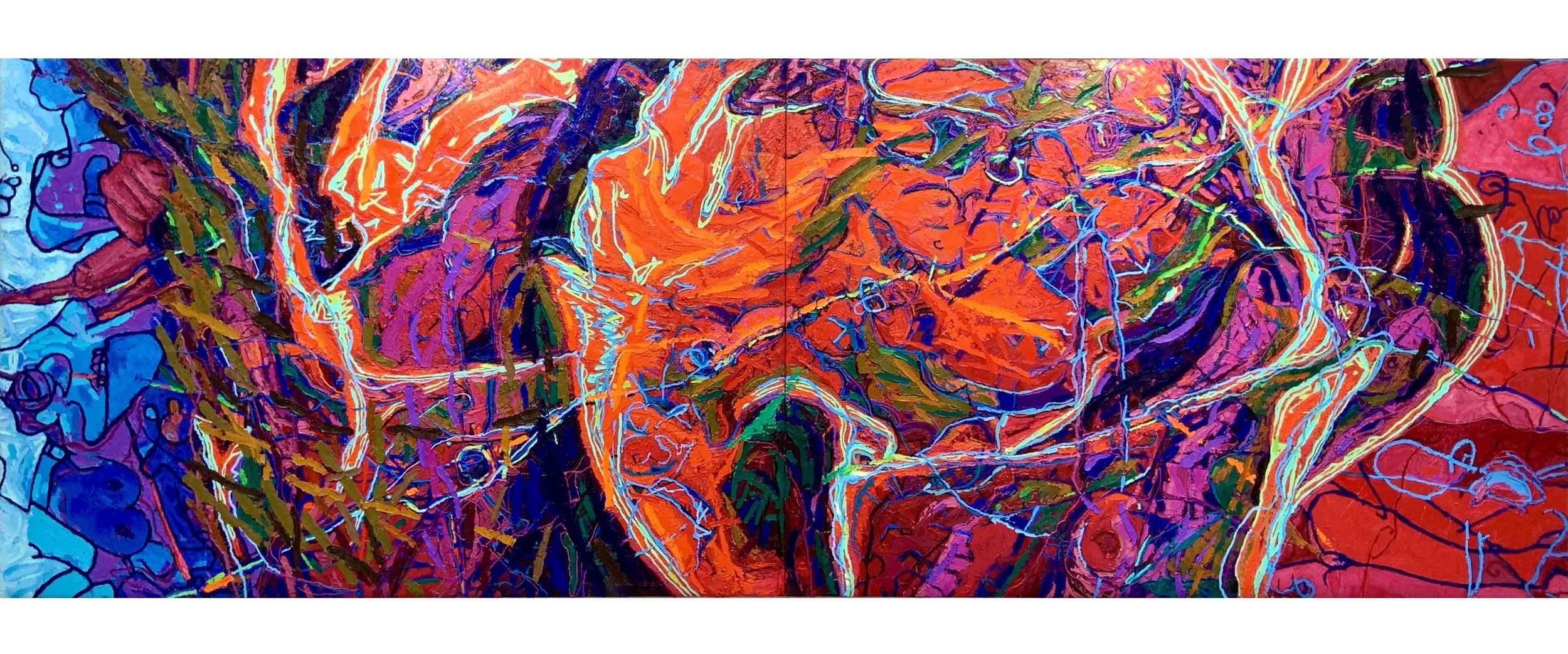 My World (diptych), 2025, oil/linen, 2 x 300cm (w) x 206cm / 2 x 118” ( w ) x 81”