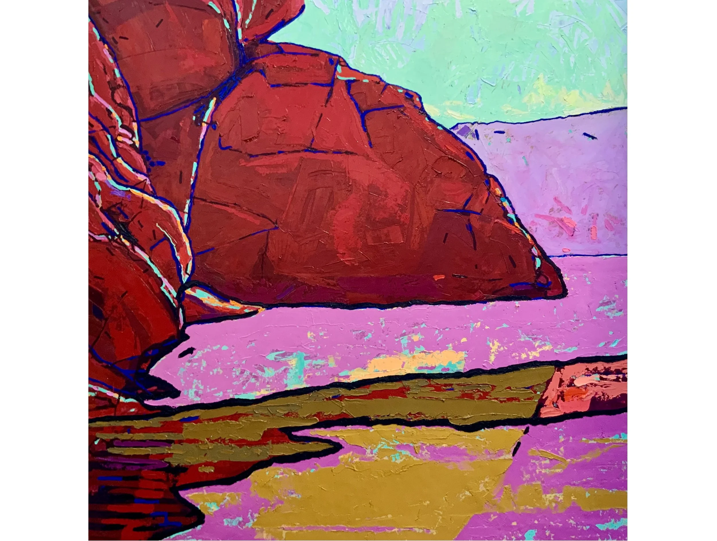 Todd River Landscape, 2025, oil/linen, 225 cm (w ) x 225 cm/ 89” ( w ) x 89”
