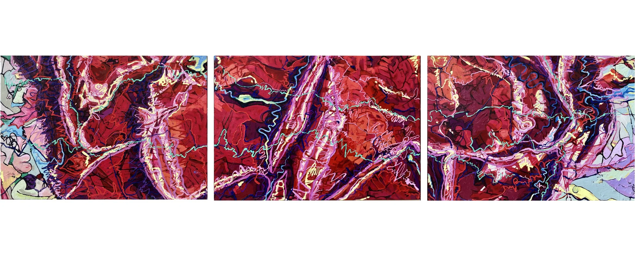 The Vastness ( triptych), 2024, oil/linen, 3 x 130 cm (w) x 91 cm / 3 x 51” ( w ) x 36”