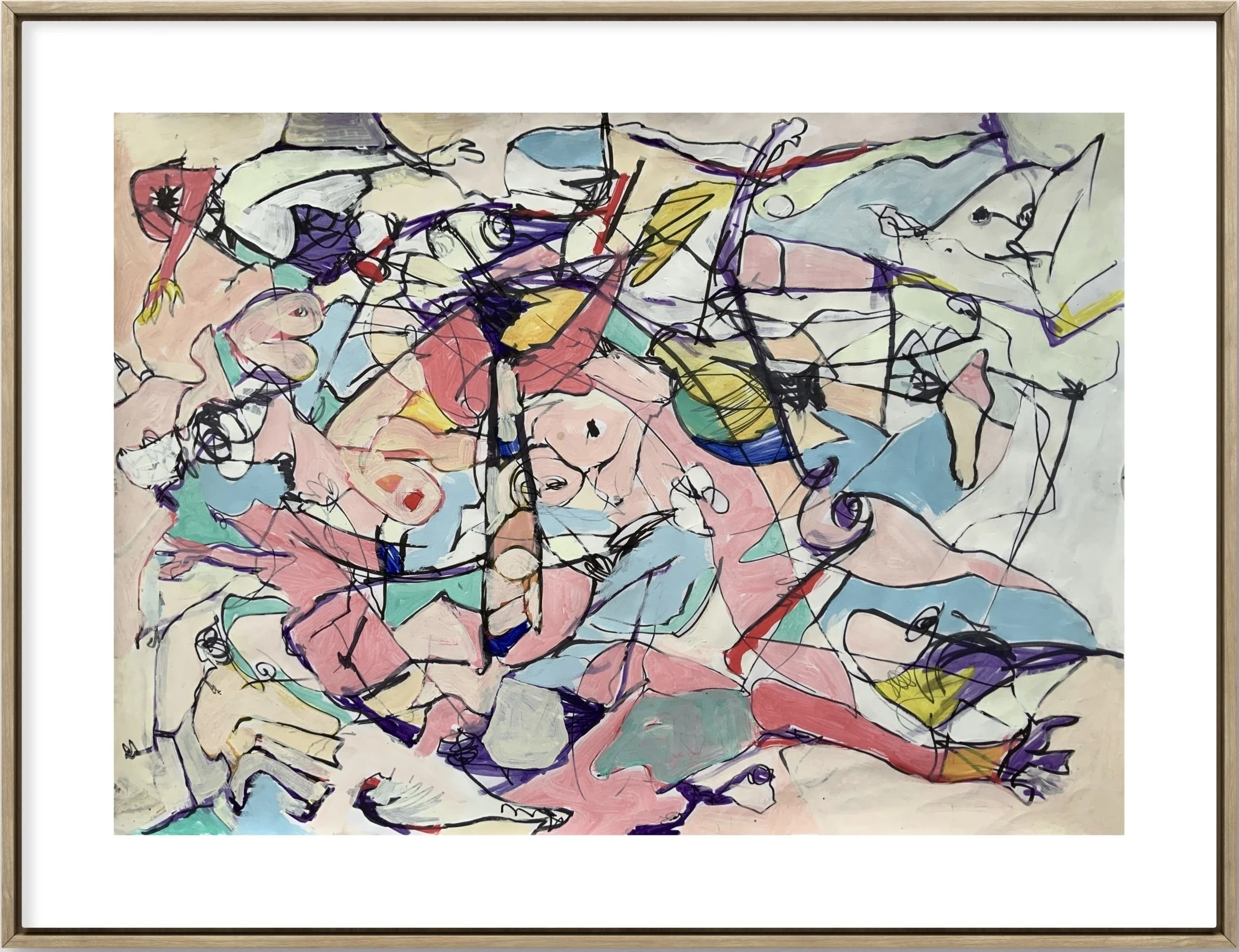 Figures in Motion l, 2018, Permanent marker and acrylic ( AP ), Giclee print, limited edition.