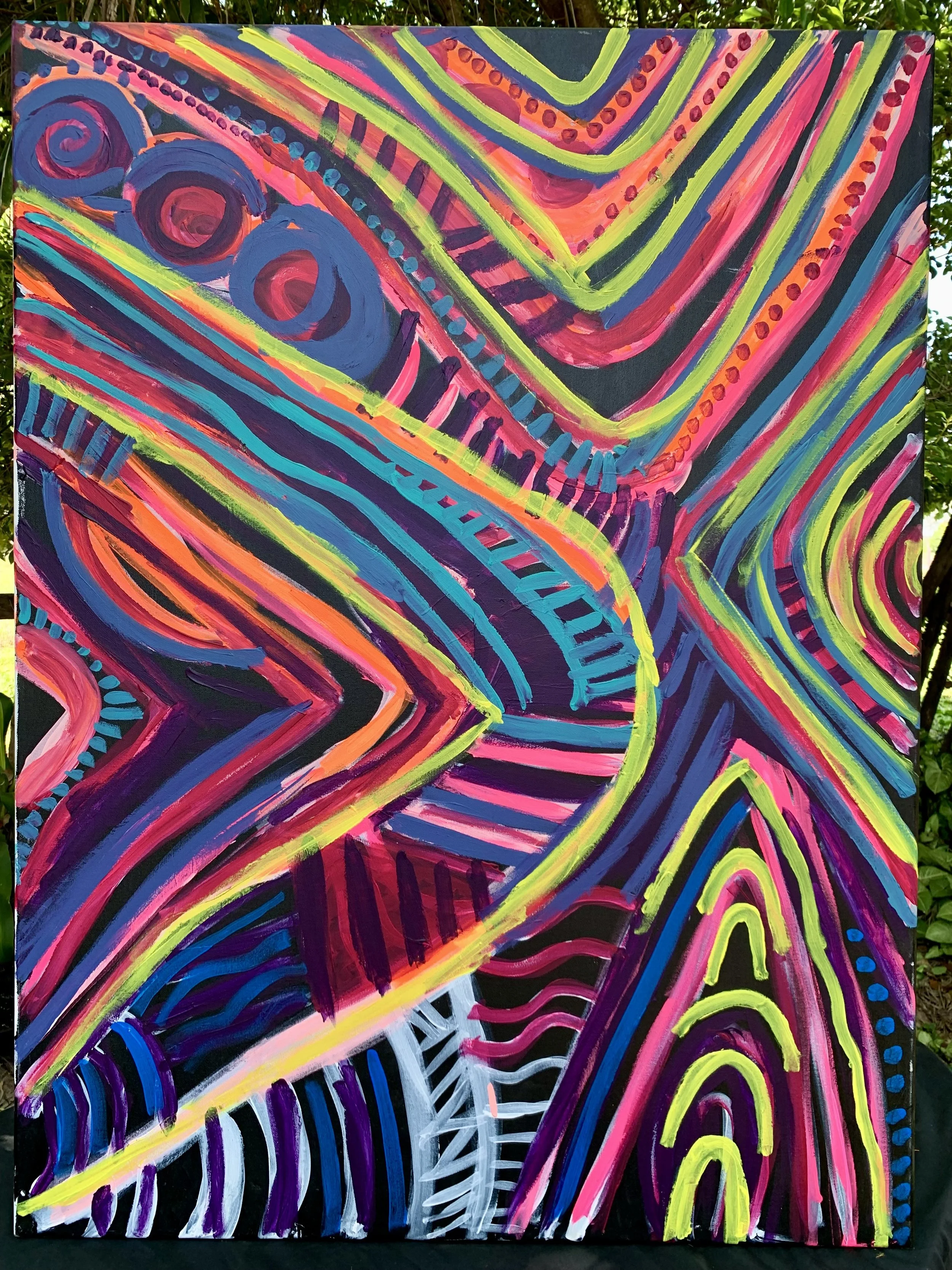 'Rainbow Boomerang' - Original Acrylic Painting on Canvas