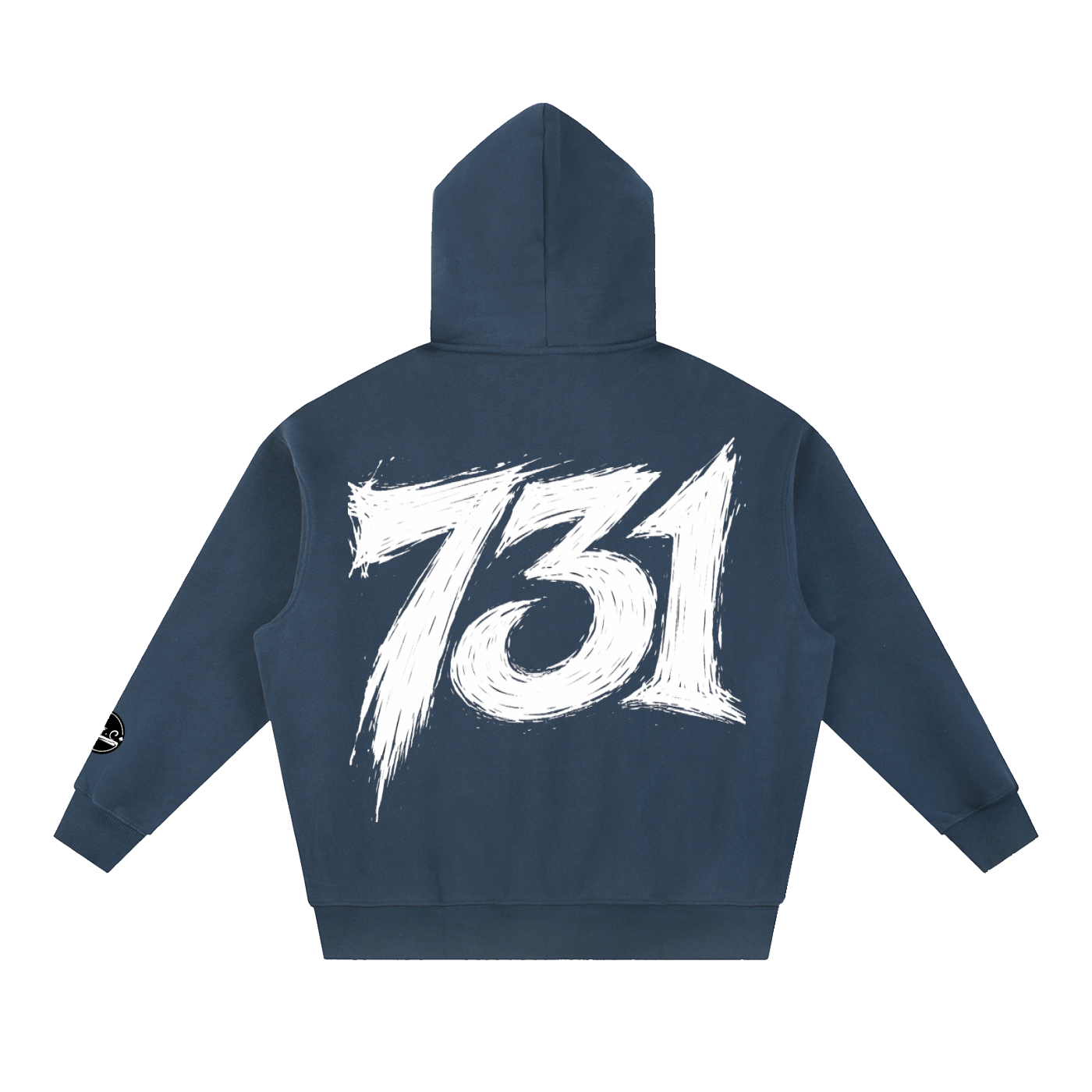 731 Oversized Boxy Fit Fleece Hoodie Navy back.png