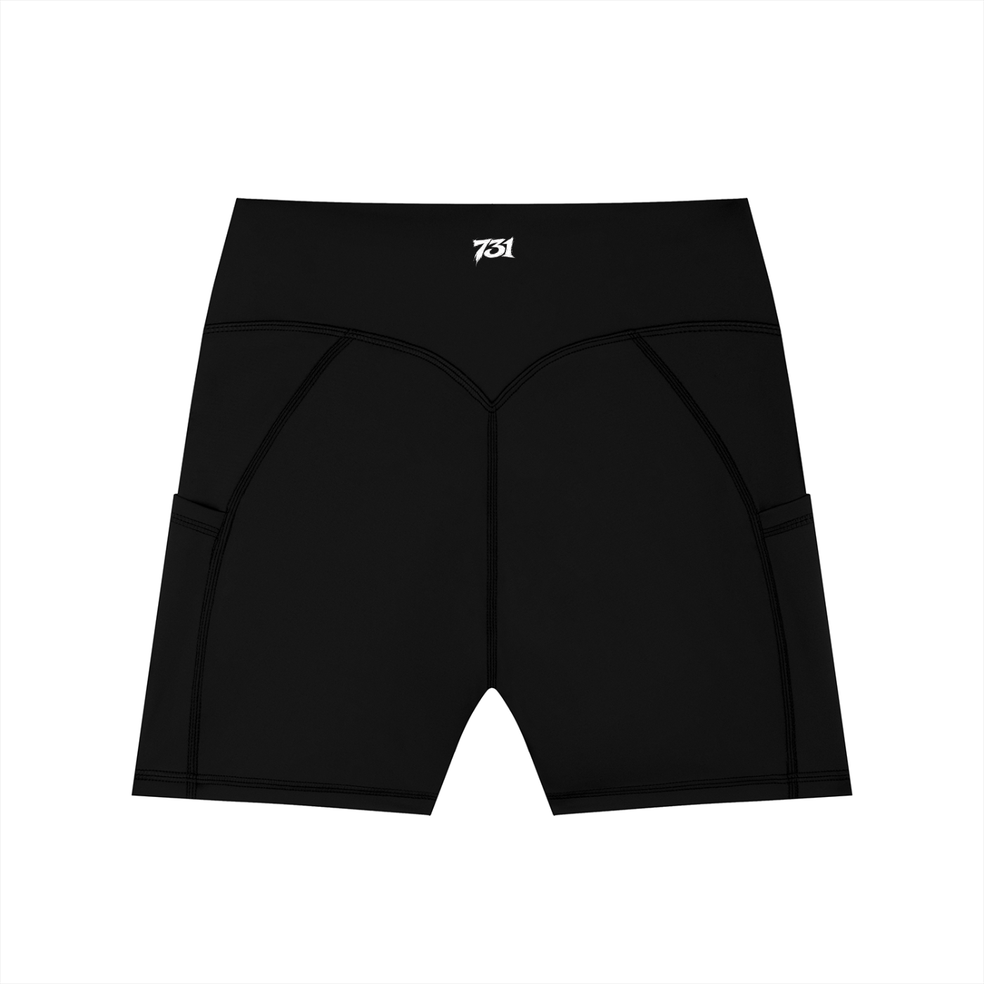 731 Women's High-Waisted Pocket Biker Shorts-black back.png