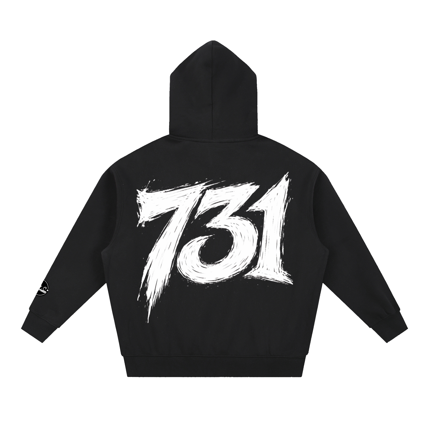 731 Oversized Boxy Fit Fleece Hoodie Black Back.png