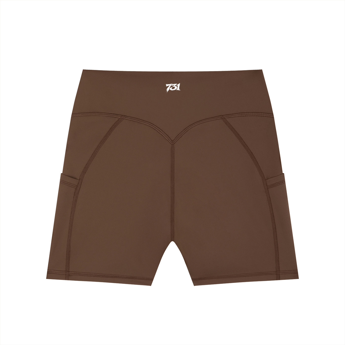 Women's High-Waisted Pocket Biker Shorts-brown back.png