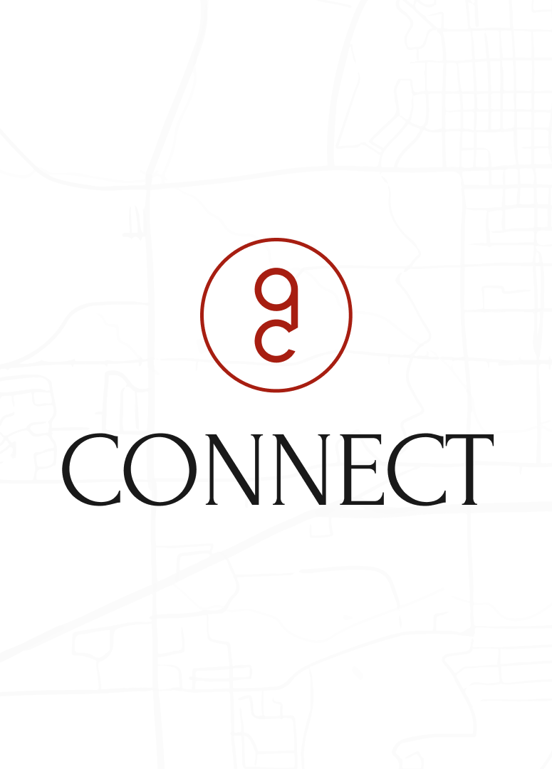 Logo with a stylized question mark inside a circle above the word 'CONNECT' in black text.