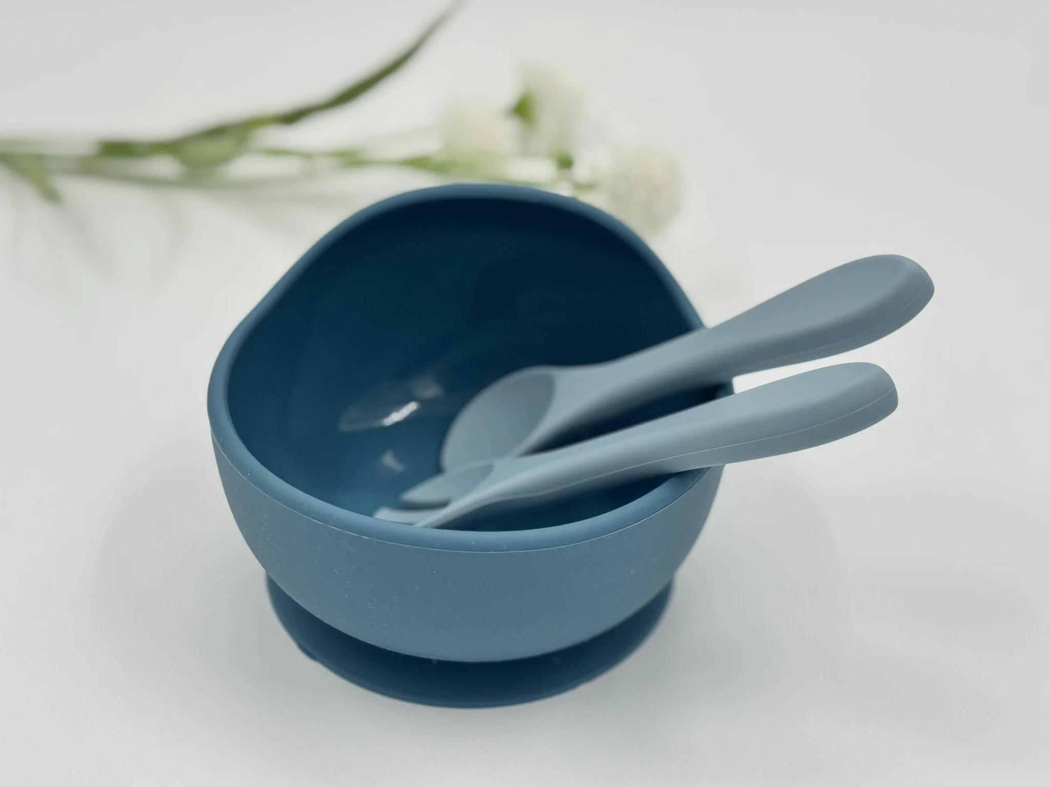 Mealtime Boy - Silicone Bowl, Spoon and Fork Closeup.JPEG